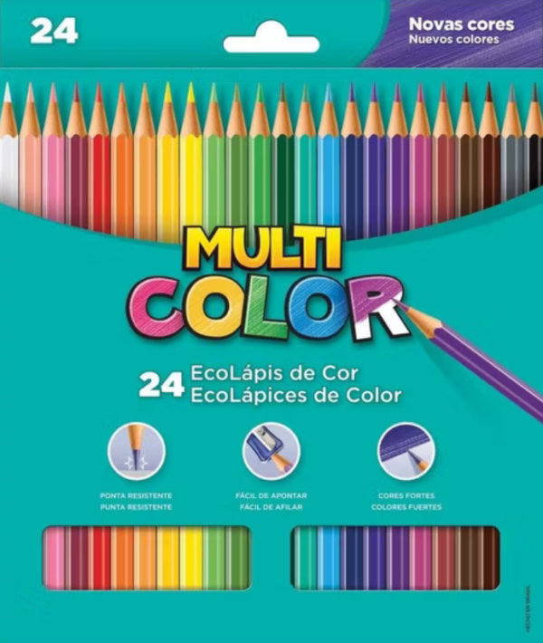Lápis de Cor Multicolor 24 Cores (sextavado)