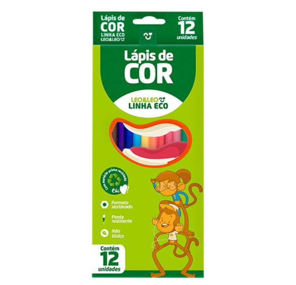 Lápis de cor 12 cores Léo e Léo