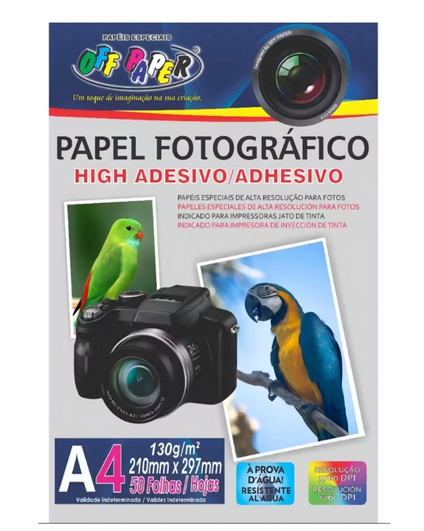 Papel Fotográfico Adesivo A4 Off Paper 130g 50 Folhas